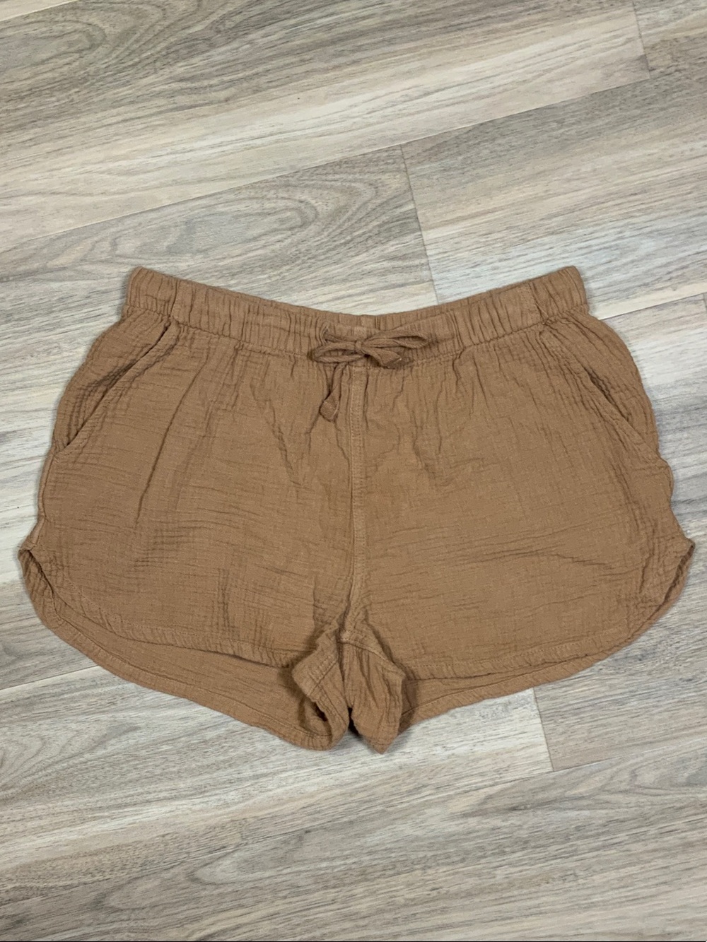 stars above Rust Brown Lightweight Drawstring Shorts